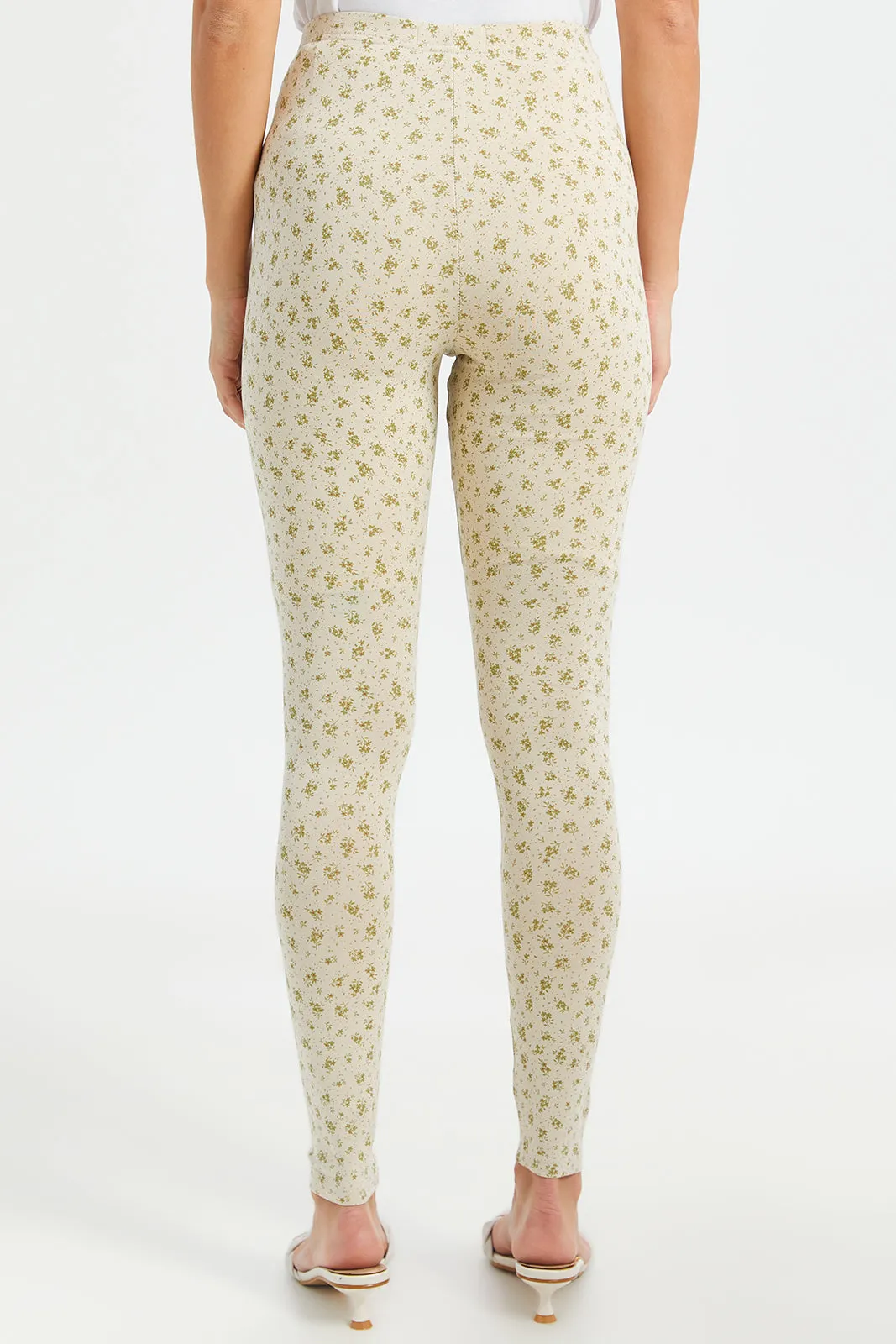 Women Yellow Printed Leggings