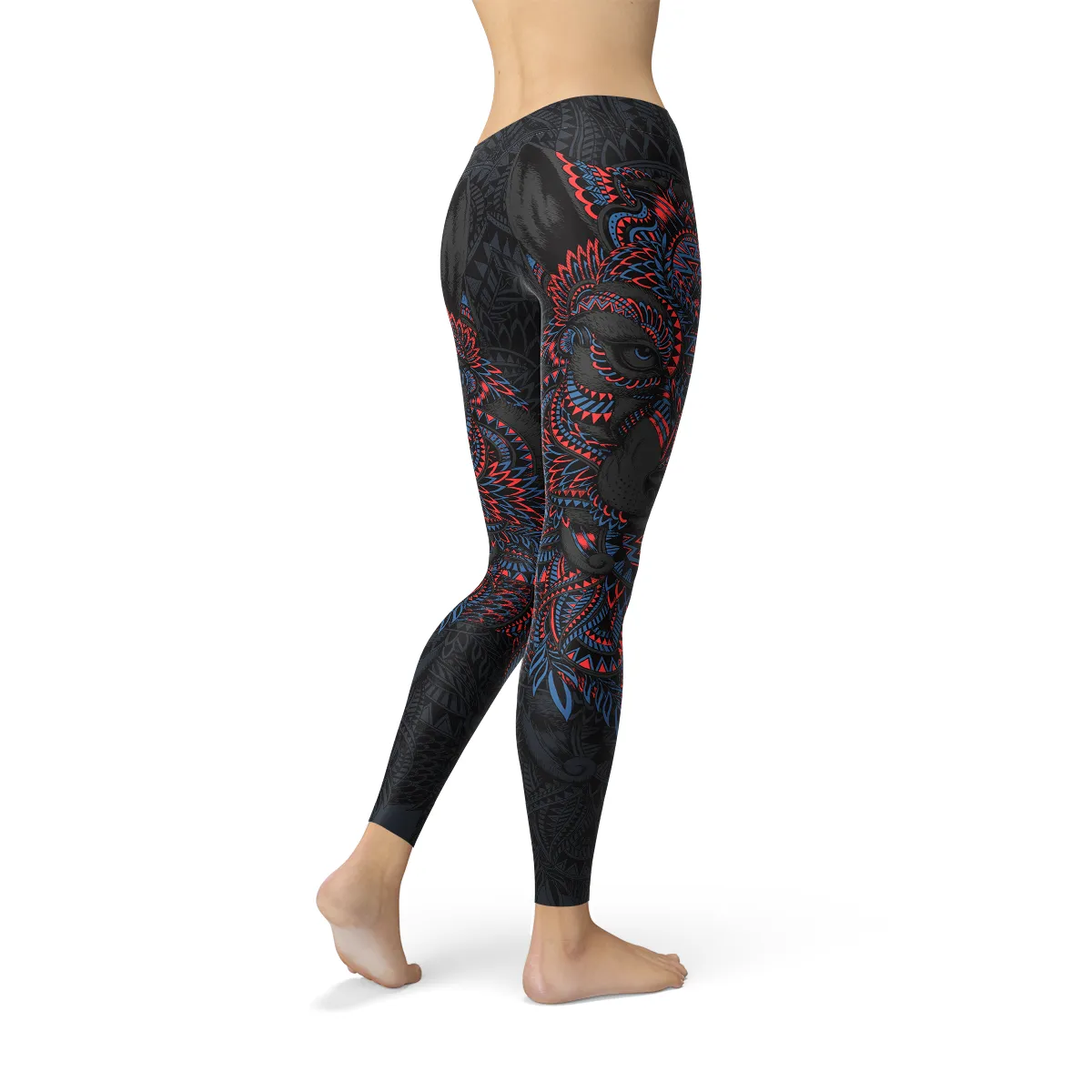 Womens Oriental Black Wolf Leggings